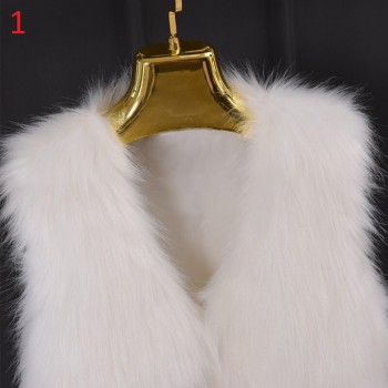 Sleeveless V-neck Soft Hairy Waistcoat High Quality Fur Vest Coat Plus Size 3XL Women Autumn Winter Fur Jacket Outerwear